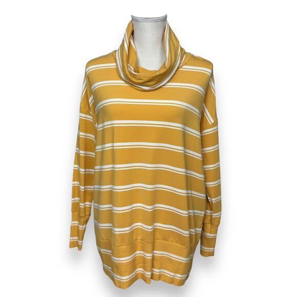 Garnet Hill Gold & White Striped Oversized Knit Top Size Small - Picture 1 of 4